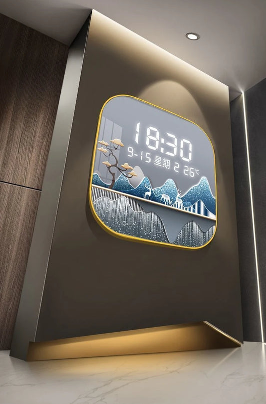 Wanduhr Digital anzeige stille Temperatur Uhr Quadrat Wohnzimmer Home Schlafzimmer Esszimmer Wandmalerei