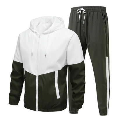 Spring and Autumn Men's Hooded Sports Leisure 2-piece Sets New Fashion Jacket and Pants Hip Hop Casual Running Sportswear Men.