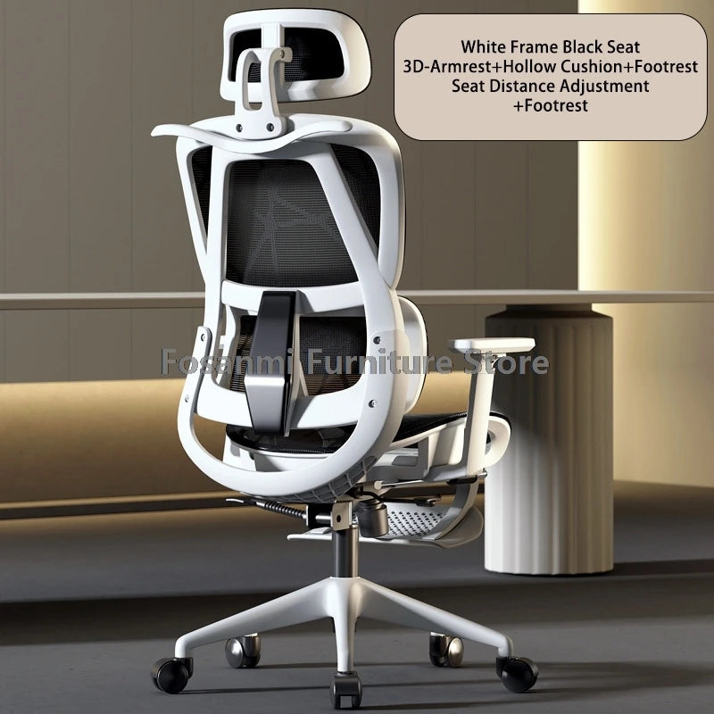 Atmungsaktiver Mesh-Computer-Bürostuhl mit Armlehne und Lordosenstütze, verstellbarer ergonomischer Schreibtischstuhl, Heim-Gaming-Kopfstützenstuhl