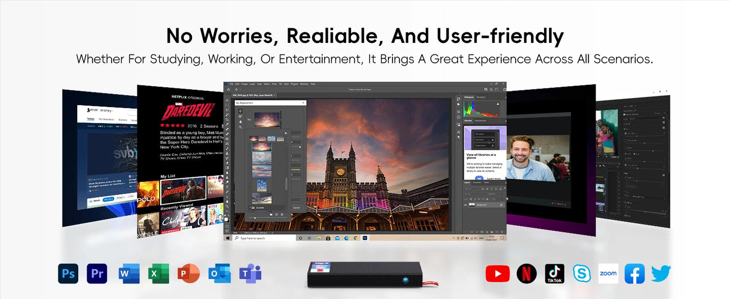MeLE PCG02 Pro Fanless MINI PC Stick N100 8G 256G Mini Computer Dual HDMI,4266MHz LPDDR4,WiFi5 Gigabit Ethernet,USB Type-C PD3.0.
