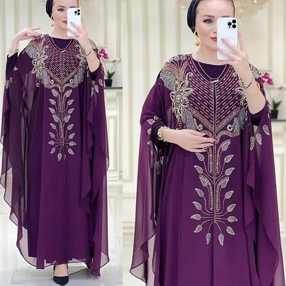 Abayas Für Frauen Dubai Luxus 2024 Chiffon Boubou Muslimischen Mode Kleid Kaftan Marocain Hochzeit Party Anlässe Djellaba Frauen