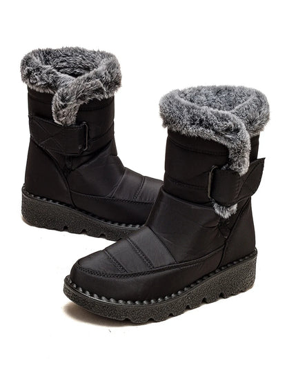 Boots 2025 Women's Boots Fur Botas Mujer Super Warm Winter Boots For Snow Women Low Heels Winter Shoes Woman Black Rubber Boot.