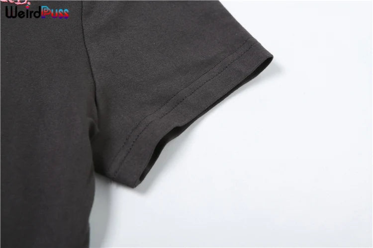 Weird Puss Casual Sporty 2 Piece Set Women Letter Embroidery Crop Tops+Side Tassel Straight Pants Matching Streetwear Tracksuits.