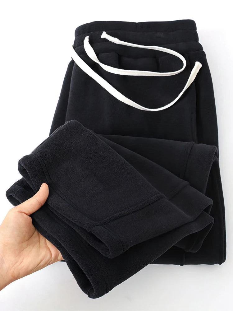 Vintage Thick Winter Casual Fleece Pants Men Wide leg Baggy Warm Sweatpants Male Drawing Jogger Pants Falls Trousers.