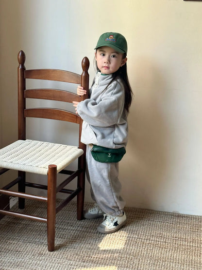 2025 Winter New Children Polar Fleece Sweatshirt Set Boys Girls Plus Velvet Thick Warm 2pcs Suit Kids Casual Sports Outfits