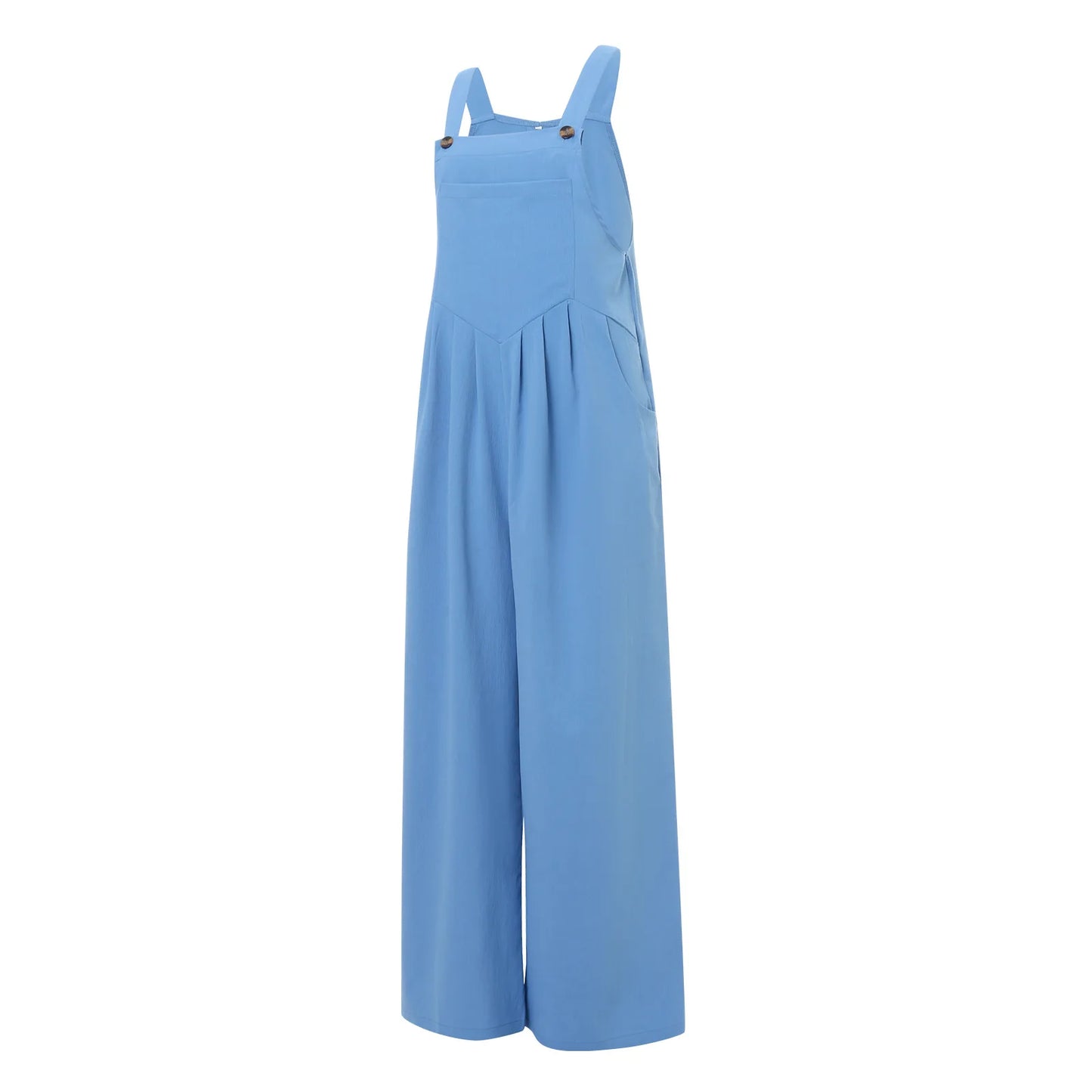 Women Fashion Jumpsuits Sleeveless Buttons Suspender Wide Leg Pant Overalls with Pockets Casual Loose Romper Streetwear