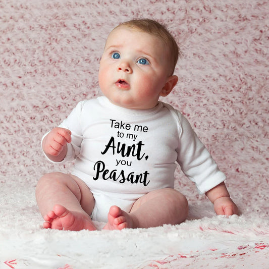 Take Me To My Tante You Baby-Body mit Bauernmuster, kurzärmelig, für Neugeborene, lockerer Komfort-Strampler, bestes Geschenk für Babys