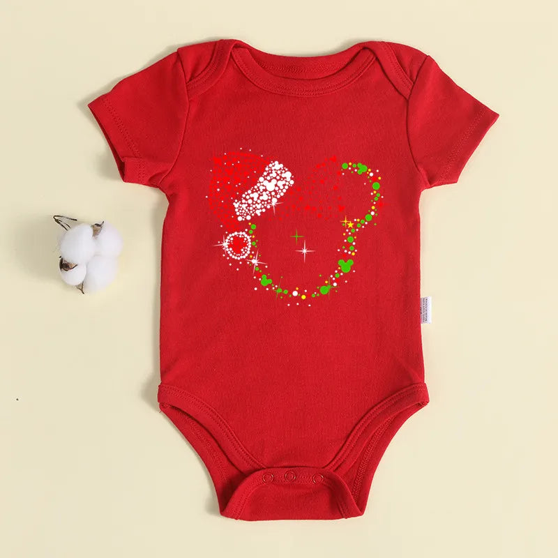 Weihnachten Neugeborene Baby Roten Strampler 100% Baumwolle Baby Mickey Print Infant Outfit Baby Mädchen Jungen Body Disney Kleidung Weihnachten Geschenk.