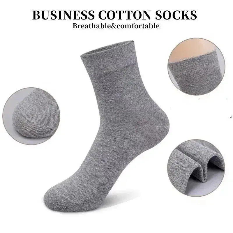20Pcs/Lot Men's Pure Cotton Socks Plus Size Solid Color Casual Office Business Long Socks Breathable Soft Men's Socks EU39-48.