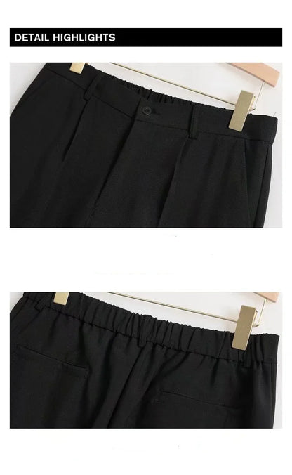 Men's Straight Baggy Casual Pants Korean Slit Personality Suit Trousers Fashion Formal Business Male Streetwear Gray Khaki Black.