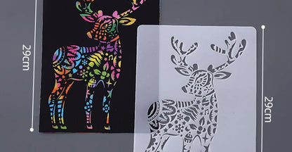 Scratch Art Paper Set 10 Sheets 5 Stencil Templates World Landmarks Animal DIY Kit Creative Painting Craft Magic Toy Kids Gift.