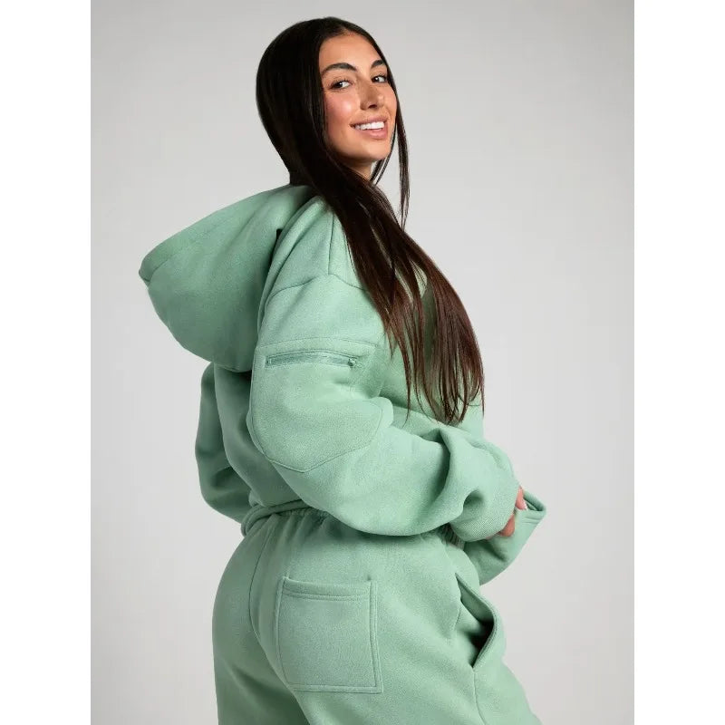 2025 Fitness Workout Outfits Autumn Winter Women Man Tracksuit Sport Pocket Sweatshirt Hoodies Sweatpants 2 Two Piece Set Lover.