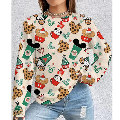 Christmas Disney Mickey Mouse Women's Hoodie American Casual Hoodie Autumn Hip Hop Women's Hoodie Casual Clothing.