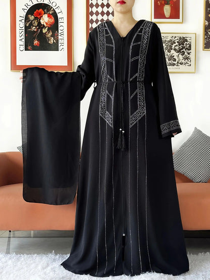 Laxury Design New Women Elegant Dress Chiffon Open Abaya Muslim Women Dress Islamic Clothing Cardigan Abaya Women Muslim Dress