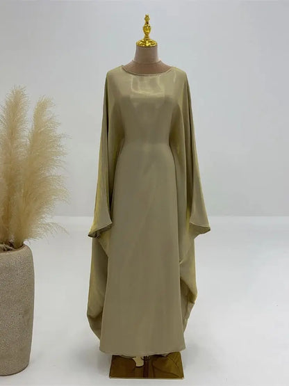 Ramadan Eid Satin Batwing Butterfly Abaya Dubai Luxury 2024 Muslim Maxi Kaftan Dress Abayas For Women Kebaya Robe Femme Vestidos