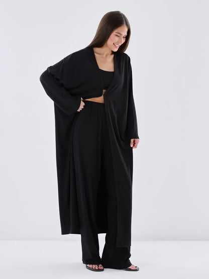 Hirsionsan Modal Soft Loose Sets Women Casual Three Pieces Long Sleeve Cardigan & High Waist Pants & Vest Outfits Tracksuit 2025