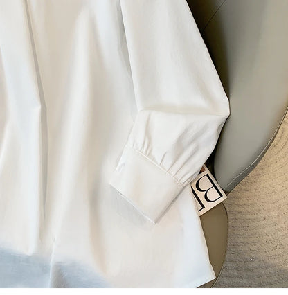 Plus Size Women's Blouses 2025 Spring Autumn Simple Lady Shirts Long Sleeve Big Pockets Shirt Loose Casual Tops