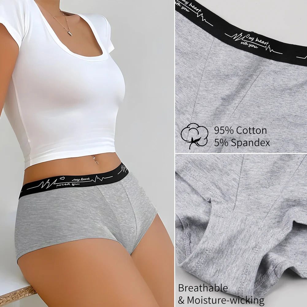 Ladies Solid color boxers Briefs Comfortable Female Underwear Sporty Style Casual Sexy Panties for Women S-XL.