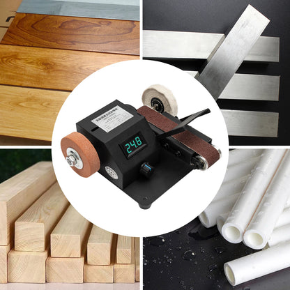 Elektrischer Mini-Bandschleifer zum Selbermachen, 350 W, für die Messerherstellung, Upgrade des Messerschärfs mit 10 Stück Schleifband