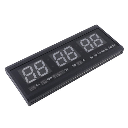 220 V große LED-Digital-Wanduhr, Zeit, Temperatur, Datum, Woche, Anzeige, automatischer Dimmer, leuchtende, leise Tischuhr, Wanduhr, 48 x 19 cm