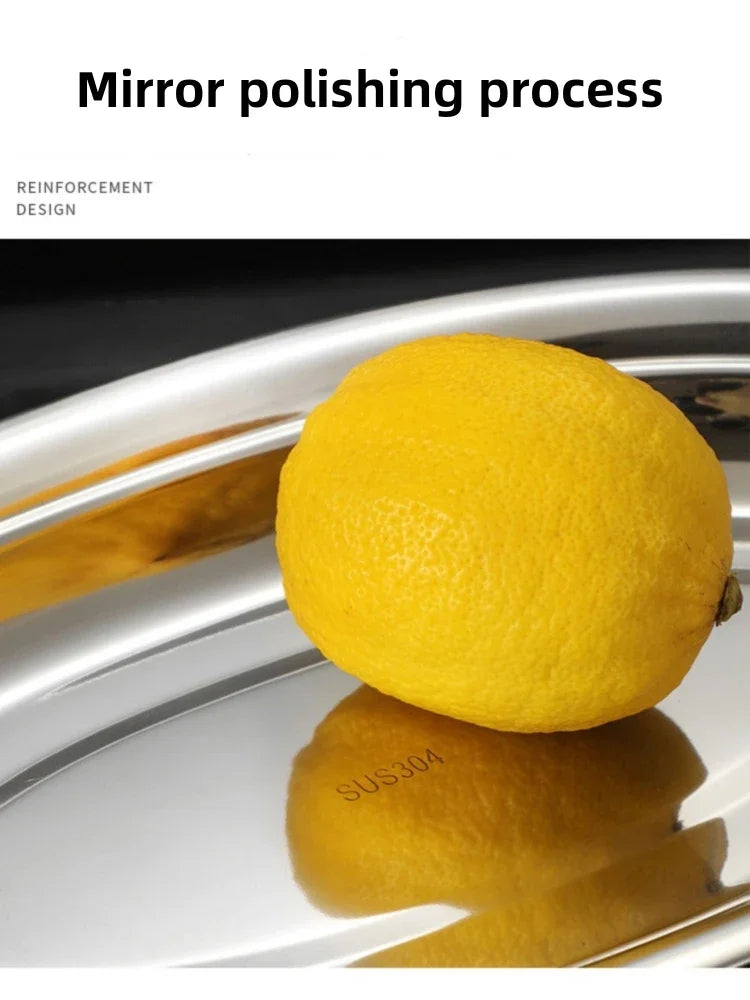 1Pcs 304 Stainless Steel Plate Oval Fish Dish Dinner Dessert Food Sushi Snack Steaming Fruit Dish Household Restaurant Tableware.