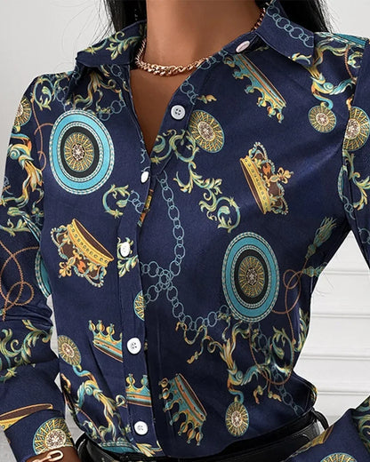 Summer New Women's Long-sleeved Shirt, Single-breasted Printed Shirts Fashion Casual Tops Camisa Female Chemise S-XXL.