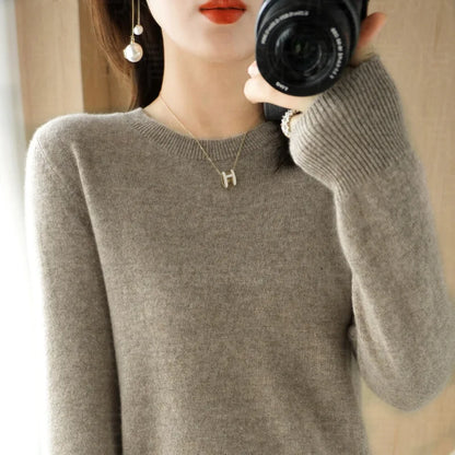 Herbst und Winter Kaschmirpullover Damen Rundhalspullover lässig gestrickt Top Damen kurze Unterwolle Mode 18 Farben
