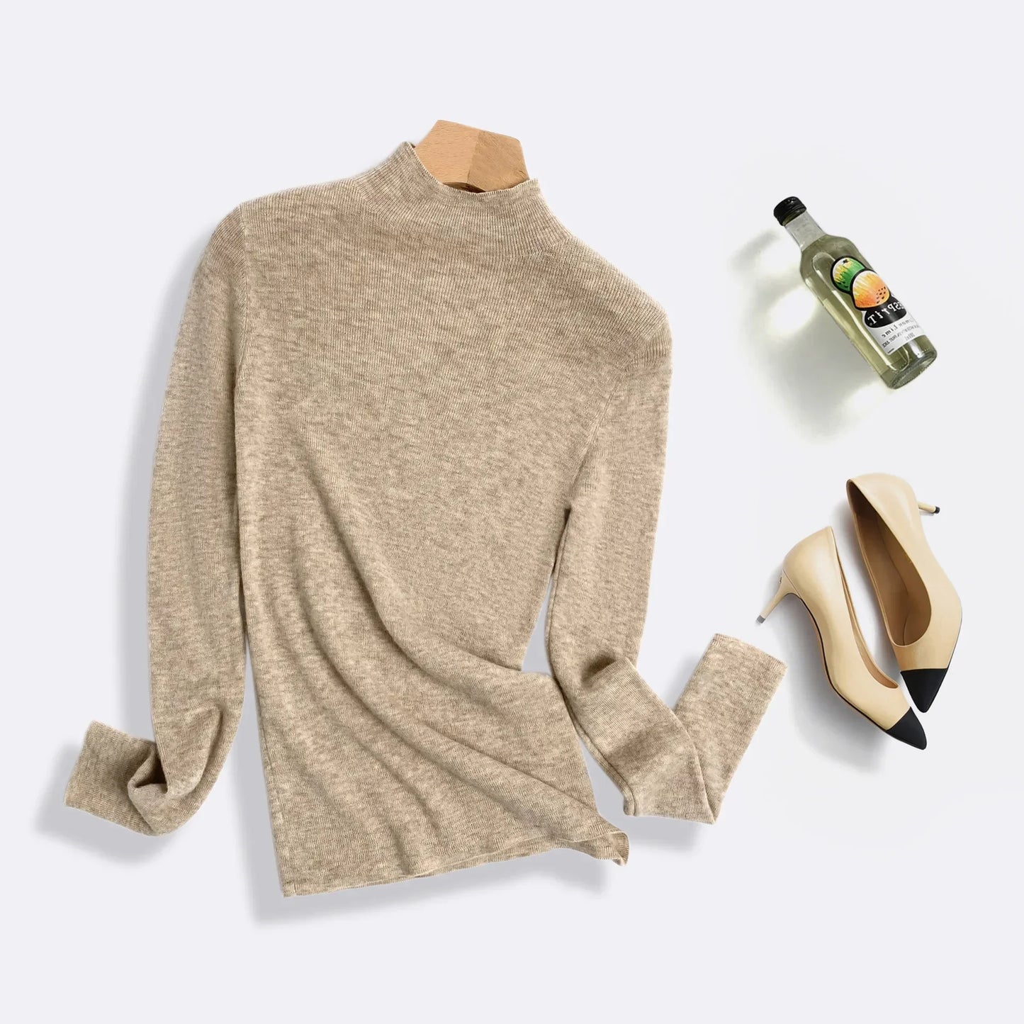 100% Ultra-fine Merino Wool Sweater Autumn and Winter Loose and Simple Semi-turtleneck Wool Bottoming Shirt Multi-color Sweater