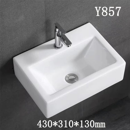 Kompaktes, an der Wand montiertes Keramikwaschbecken – kleines quadratisches Waschbecken, platzsparendes Design für Badezimmer, Balkon oder Waschtisch