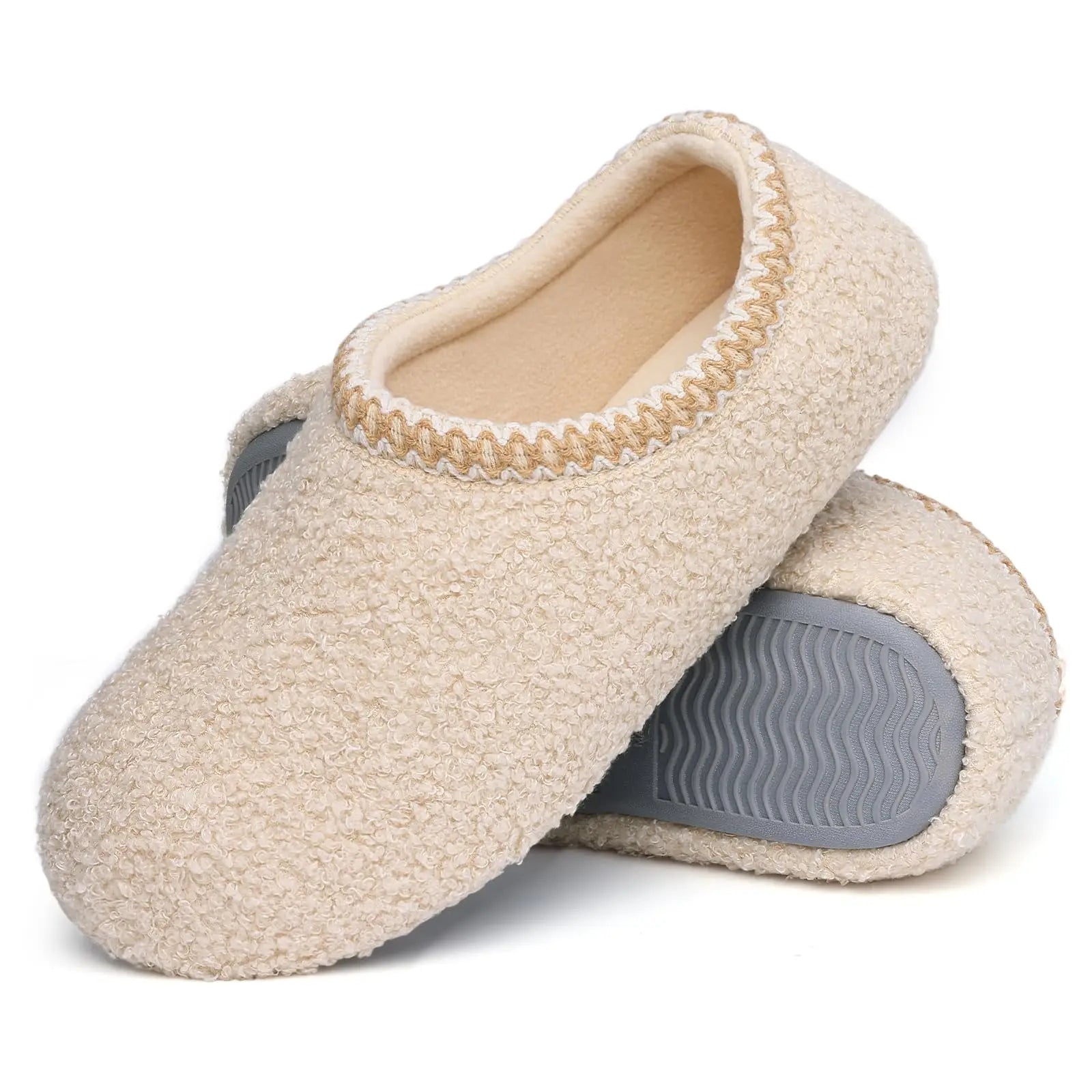 Comwarm Women's Fur Indoor Slippers Polar Fleece Flat Shoes Winter Fuzzy Slippers For Ladies Warm Cozy Shearling House Slippers.