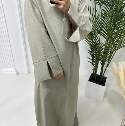 Plain Linen Closed Abaya Dubai Luxury Muslim Hijab Dress Turkey Casual African Dresses Abayas for Women Ramadan Eid Islam Kaftan