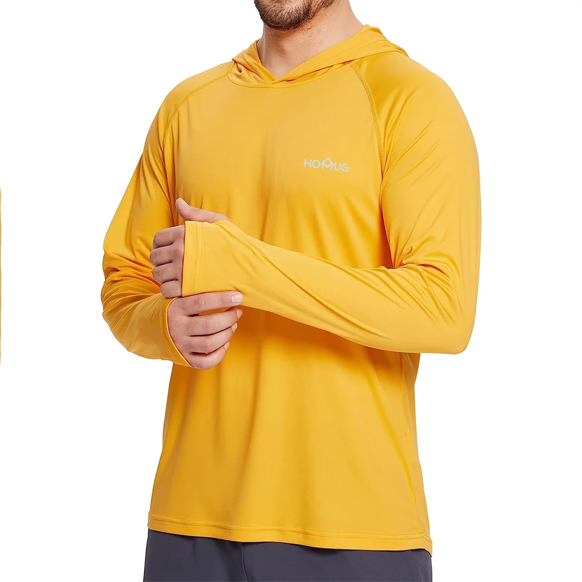Men's UPF 50+ Sun Protection Hoodie T-Shirts Long Sleeve SPF/UV Quick Dry Lightweight Fishing Workout Thumbhole T-Shirt Male