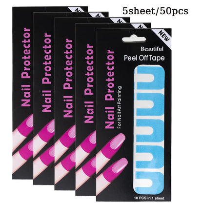 10/20/50 Pcs U-shape Spill-proof Anti-overflow Nail Polish Paint Varnish Peel Off Tape Finger Cover Nail Protector Stickers.