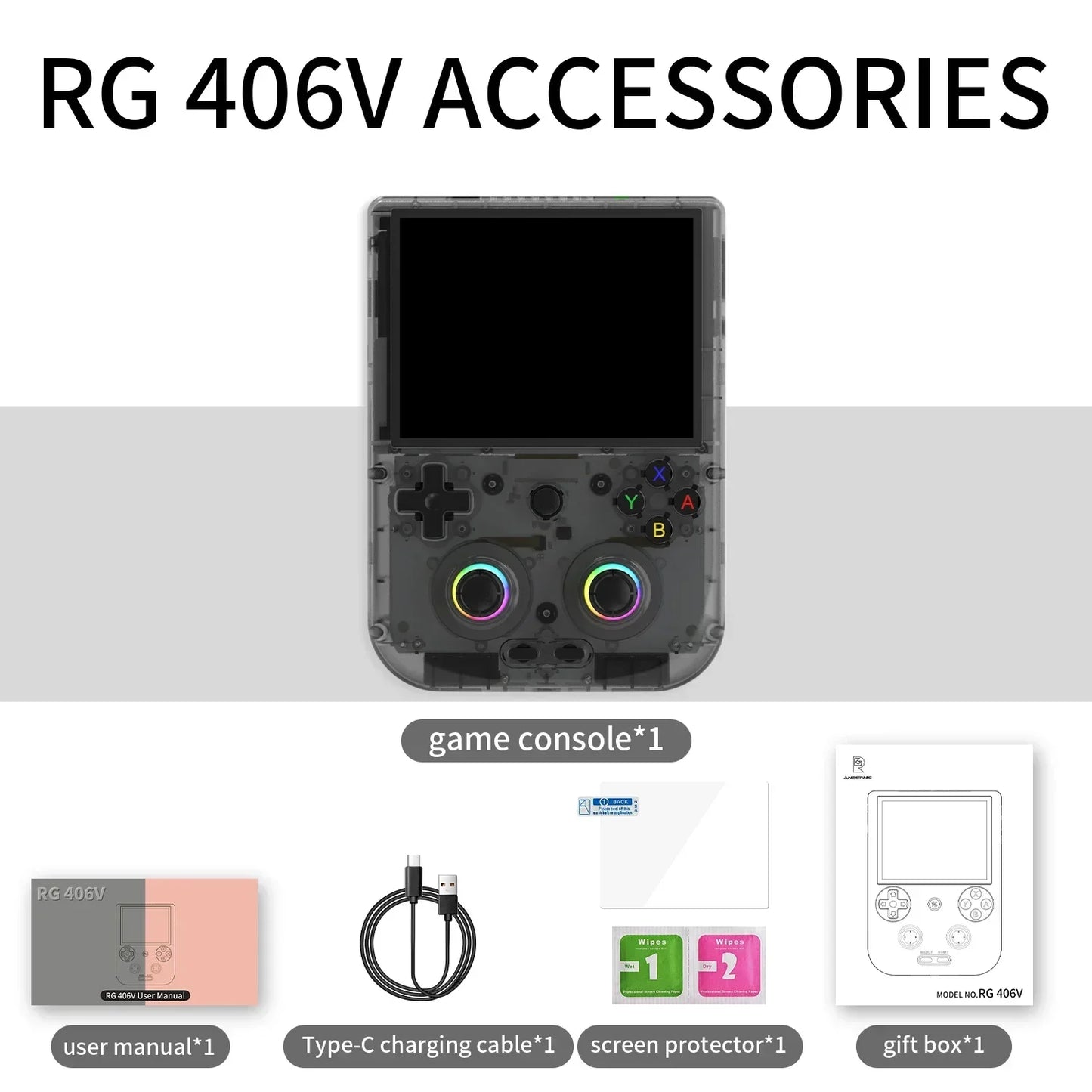 ANBERNIC RG406V Retro Game Console Portable 4-inch IPS Multi-Touch Display Android 13 HDMI Output FOTA Upgrades.