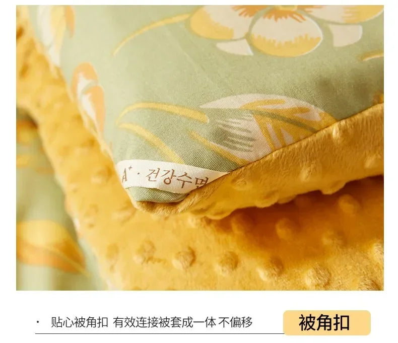 Home Textiles Comforter Stitch Printed Velvet Quilt Comforter Throw Blankets for Beds Winter Thicken Warm Quilt Core Bedding 이불