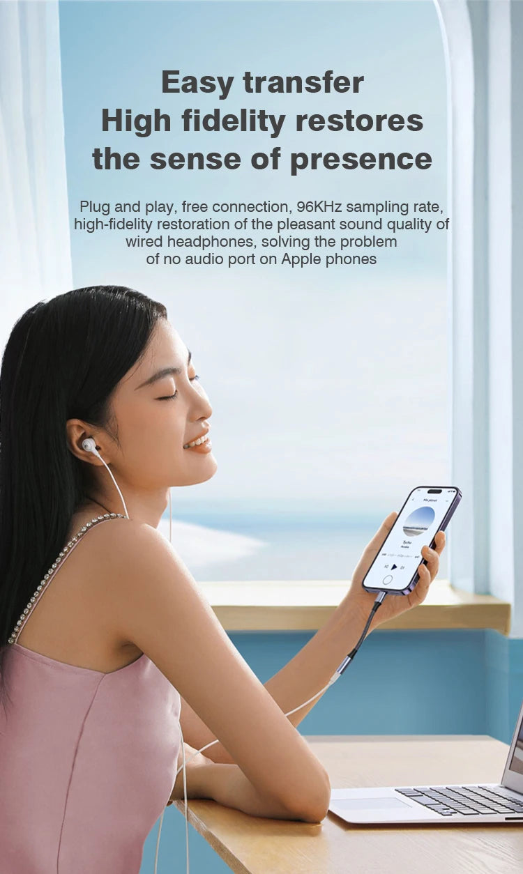 Lightning To 3 5 MM Jack AUX Cable Adapter For iPhone 12 13 14 Pro Adapter Headphone Connector Audio Splitter iphone accessories.