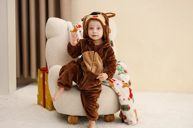 MICHLEY Winter Baby Strampler Mit Kapuze Flanell Cosplay Kleinkind Infant Kleidung Insgesamt Bodys Overall Kostüm Für Kinder Mädchen Junge