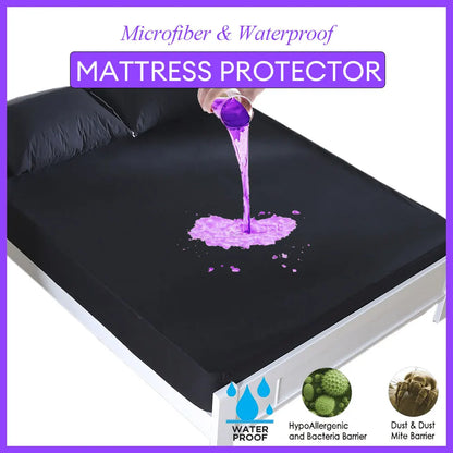 Solid Mattress Protector Waterproof Sheet Cover Black/Grey/Navy Blue Bed Mattress Pad Cover.