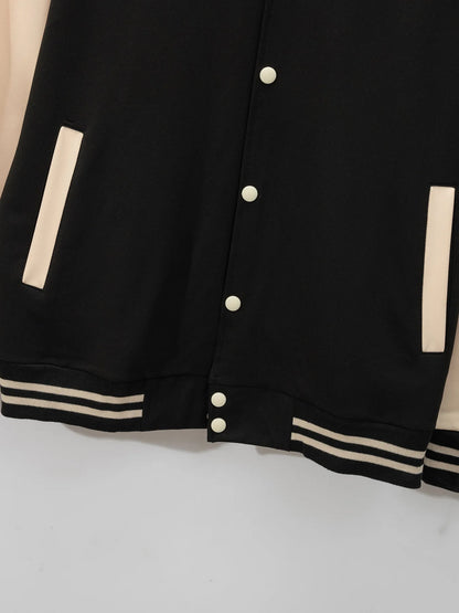 Autumn and winter new thick baseball suit casual men's stand collar cardigan coat matching color sports long sleeve pants suit.