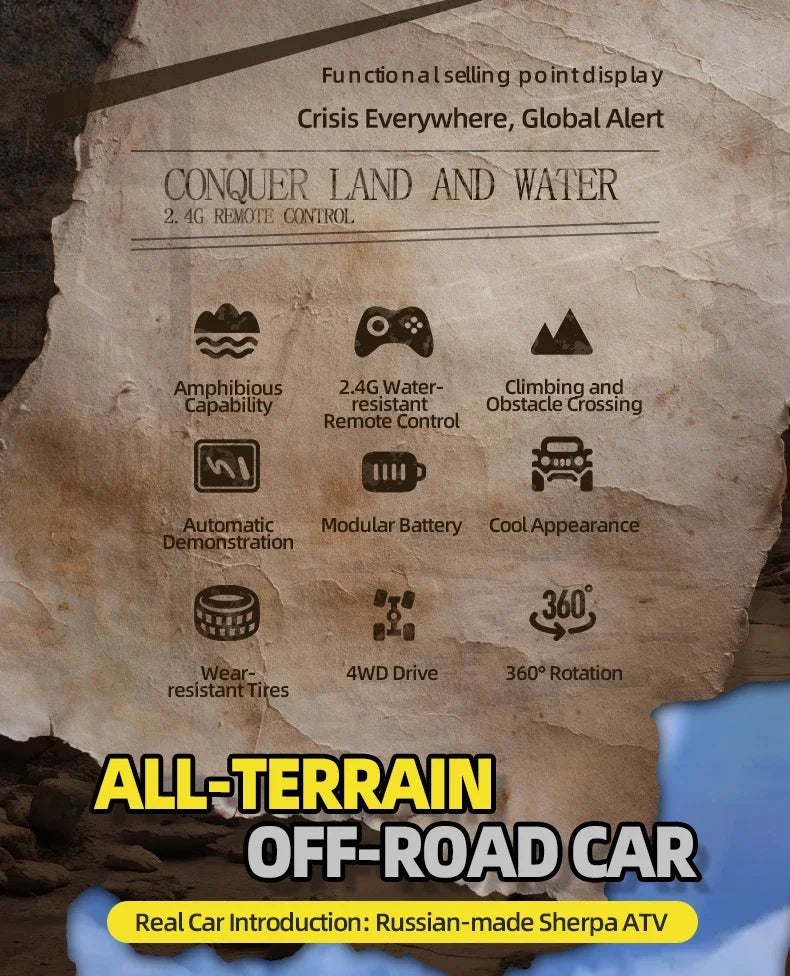 Q210 Amphibious Rc Car Dual Control 4WD Off-road Remote Control Waterproof Vehicle 2.4G Electric Climbing Crawler Toys for Kids