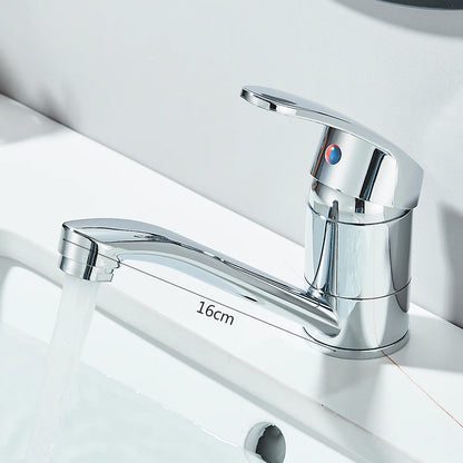 Kitchen Faucets Chrome Deck Mount Bathroom Basin Faucets Single Handle Single Hole Hot and Cold Water