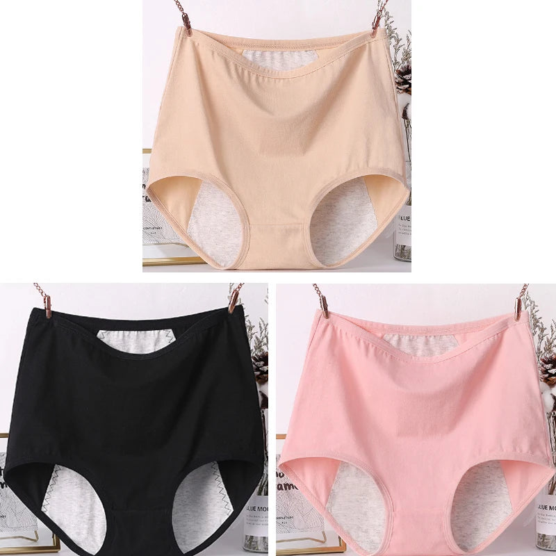 3pcs Girl Menstrual Panties Women's Physiological Briefs Ladies Period Leak Proof Panty High Waist Cotton Underwear