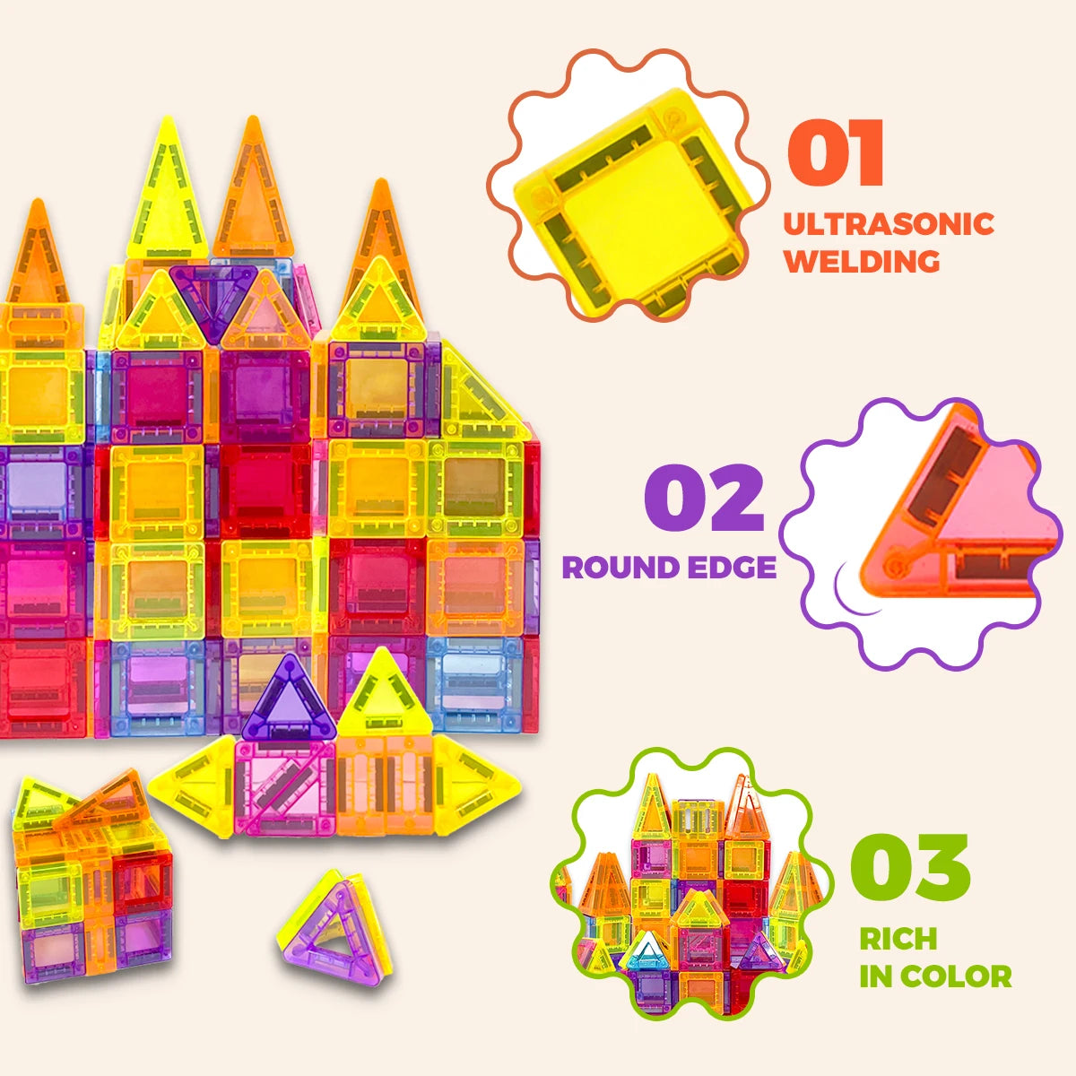Magnetic Building Blocks Construction Sets Mini Size DIY Montessori Sensory Educational Magnets Toys For Boys Girls Kids Gift.