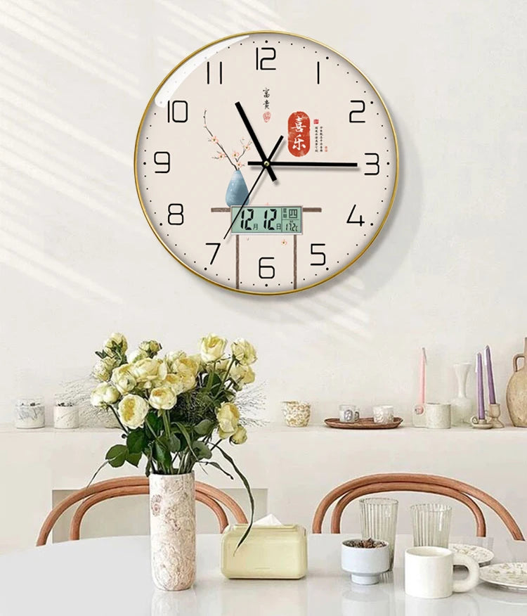 Wanduhr, Wohnzimmer mit Kalender, Zuhause, modisch, einfach, modern, Wanduhr, 2023, neuer Stil, stumm, Licht, Luxus