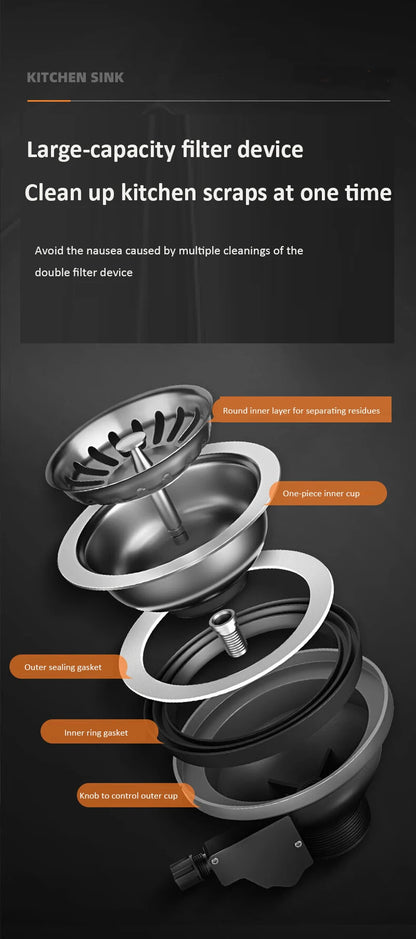 68x46cm Large Capacity Kitchen Sink Faucet Whale Waterfall Design Multifunctional Single Tank Home Appliance Fashionable