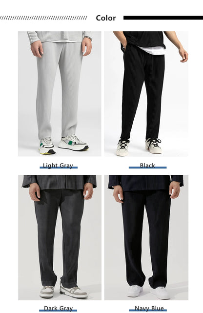 Miyake Pleated Pants For Men Casual Pants Men Japanese Streetwear Men Fashion Japanese Style Trousers Baggy Pants Wild Trousers