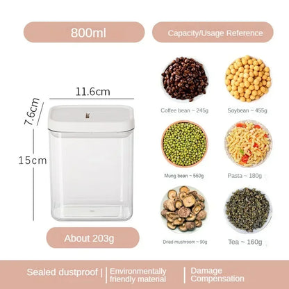 Clear Food Grade Plastic Storage Jar Airtight Seal for Kitchen Snacks Cereals Beans Kitchen Storage Organizer Kitchen Storage