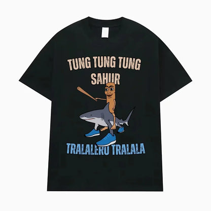 Tung Tung Sahur Fun Baseball Bat Stem 100% Cotton T-shirt Men's Clothing Fashion Humor Style T-shirt Summer Top T-shirt.