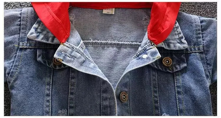 2024 Autumn Winter Boys Jean Set Jacket New Cowboy Jeans Suit Jacket Handsome Children Clothing.