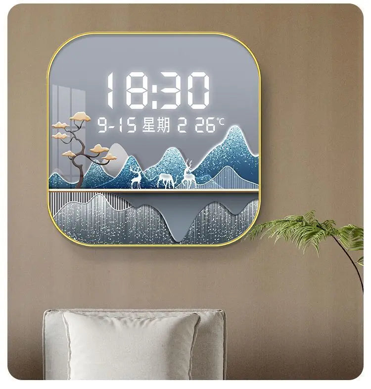 Wanduhr Digital anzeige stille Temperatur Uhr Quadrat Wohnzimmer Home Schlafzimmer Esszimmer Wandmalerei